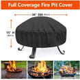thumbnail image 3 of UHUSE Terrace Round Fire Cover Waterproof UV Protection Grill BBQ Outdoor Black, 3 of 8