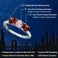thumbnail image 2 of Gem Stone King 925 Sterling Silver Pink Lab Grown Diamond and Red Garnet Engagement Ring for Women | 1.60 Cttw | Round 5MM | Gemstone April Birthstone | Size 9, 2 of 6