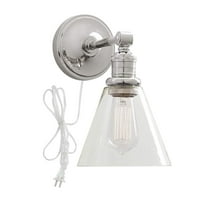 Kiven 1-Light Glass Wall sconces Modern Glass Bedside Wall Sconce Plug-in Cord with Switch Lighting Fixture Black Wall Lamp for Bedroom,Living Room,Reading,Kitchen