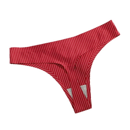 

HEVIRGO Women Panties Seamless Anti-pilling Stripe Contrast Colors Comfortable Soft Low Waist High Elasticity Anti-septic Women G-string for Daily Wear