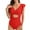 Red, variant on Itsame Womens One-Piece Swimsuit, Fashion Ruffle Solid Color Hollow Bathing Suit Pink S-XXL