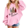 thumbnail image 2 of Telankuip Cozy Girls Christmas Hoodies Festive Holiday Long Sleeve Hooded Sweatshirts with Unique Xmas Tree Prints Kid's Loose Comfort Merry Xmas Pullovers with Pocket Pink 8-9 Years, 2 of 4