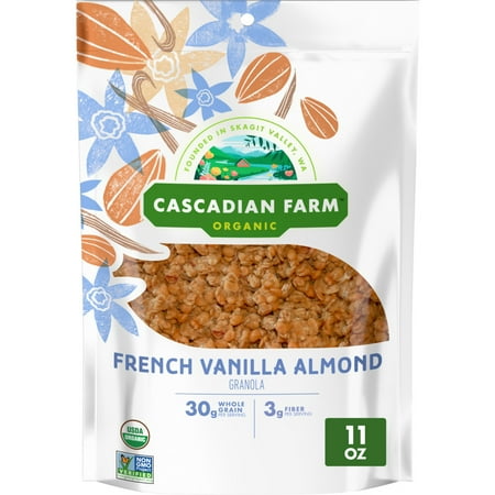 Cascadian Farm Organic Granola, French Vanilla Almond Cereal, Resealable Pouch, 11 oz