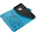 thumbnail image 6 of Wallet Case for Samsung Galaxy S9, Premium PU Leather Magnetic Closure Flower Pattern Handbag Zipper Pocket Case Kickstand Card Holder Slots Shockproof Flip Cover for Galaxy S9 - Blue, 6 of 16