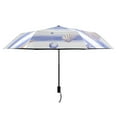 thumbnail image 3 of Watercolor Blue Stripes Starfishes Shells All Weather Umbrella Triple Folding Parasol 6 Ribs UV Protection Portable, 3 of 8