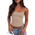 thumbnail image 2 of Women'S Spaghetti Strap Top Basic Sleeveless Crop Tank Top Apricot XL, 2 of 9