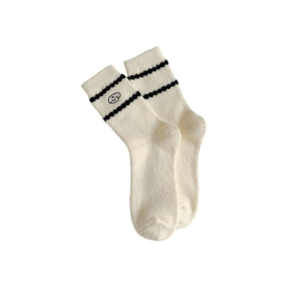 Women's 2026 Cozy Home Socks Illustrated Cartoon Animal Crew Socks Soft Thickened Mid-Calf Socks Striped Dog Pattern Socks Warm Relaxed Loungewear