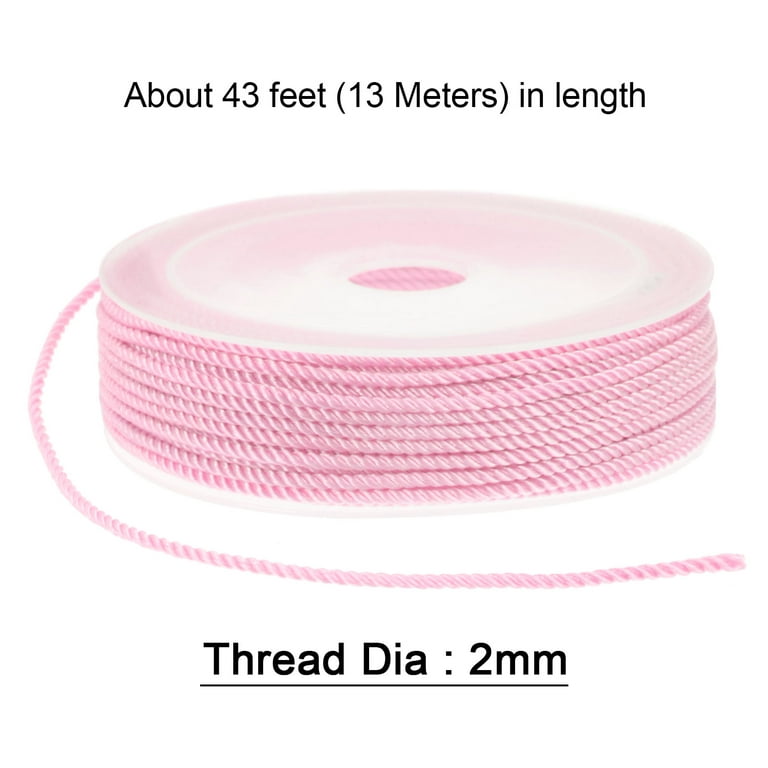 Twisted Nylon Twine Thread Beading Cord 2mm 13M/43 Feet Extra Strong  Braided Nylon String, Pink