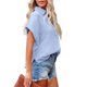 thumbnail image 3 of VISgogo Mujer Camisa Suelta, Manga Corta Solapa Cuello Botones Blusa Calle Casual Fiesta Color Sólido Tops VISgogo moda, 3 of 5
