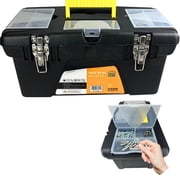 ToolUSA Robust Plastic Tool Box 18.5 x 10 x 9 Secure Metal Riveted Latches Multi-Compartment Storage Portable Organizer for Crafts, Work, Fishing