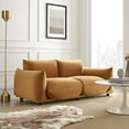 thumbnail image 2 of Loveseat Sofa, Velvet, Brown, Modern Contemporary Urban Design, Living Lounge Room Hotel Lobby Hospitality, 2 of 7