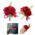 thumbnail image 3 of Boutonnière de Poignet Fait Main Rouge, 3 of 5