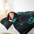 thumbnail image 4 of Manfei Gaming Full Size Comforter Sets,Geometry Plaid Bedding Comforter Set,Gradent Cyan Black Bedding Sets For Boy,Microfiber Room Decor Reversible,3-Piece, 4 of 8