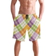 thumbnail image 4 of Dailycode Men's Quick Dry Swim Trunks Beach Shorts Casual Summer Board Shorts with Pockets, Colorful Gingham, 4 of 8