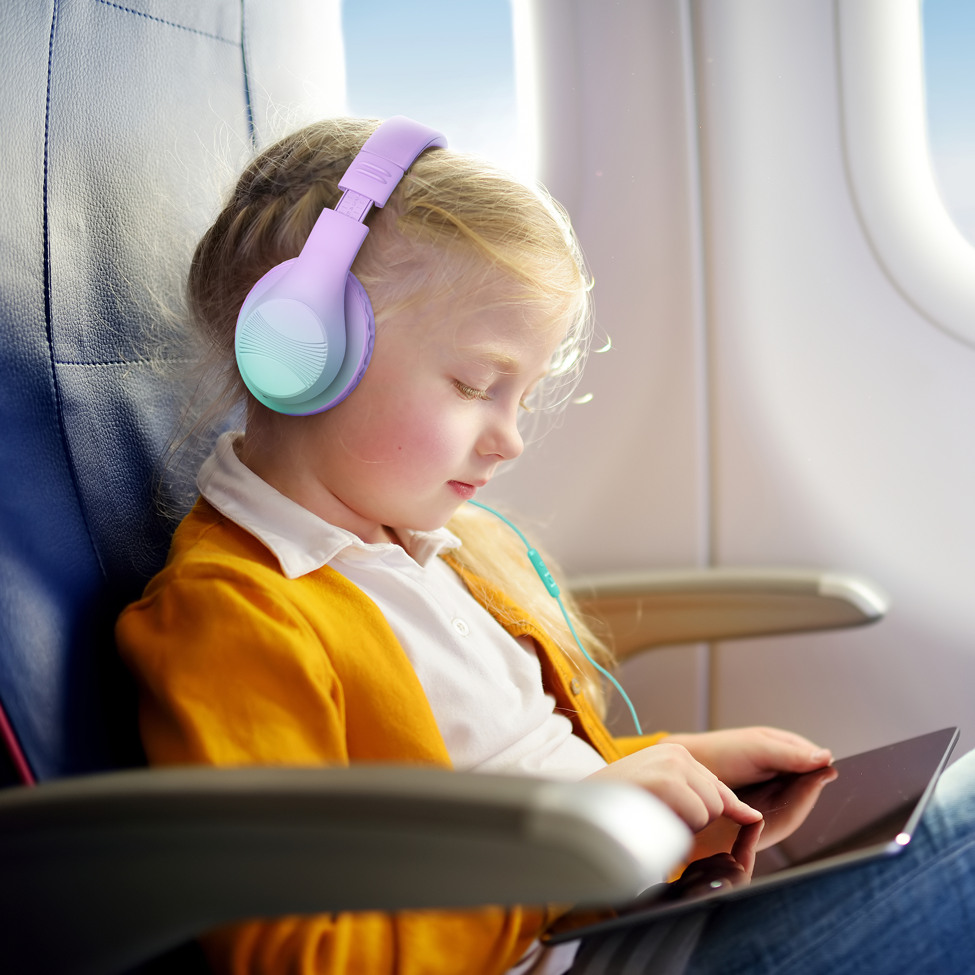 Mpow Kids Headphones with Microphone, Purple & Mint Green photo 3