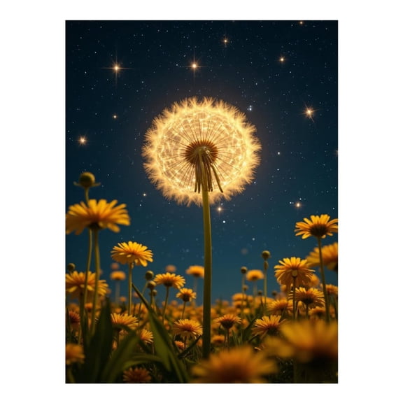 Diamond Art Kit for Adults, Dandelion Night Starry Glow Diamond Painting for Adults Beginners, DIY Diamond Art Painting Kits, 5D Diamond Painting Crafts for Home Decor 12x16 Frameless