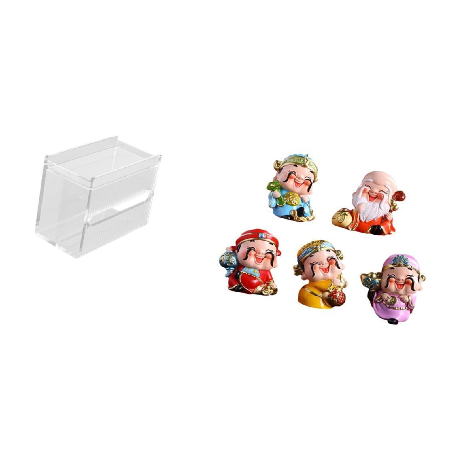 Fiocias Acrylic Toilet Paper Storage Box Modern Paper Towel Dispenser Wall Mounted Toilet Tissue Paper Holder God of Fortune Figurines Tabletop Sculpture Mini