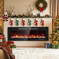 Dovov 50 inch Electric Fireplace, Recessed Wall Mounted Fireplace Insert, Ultra Thin Linear Fireplace, 1500W/750W, Touch Screen and Remote Control