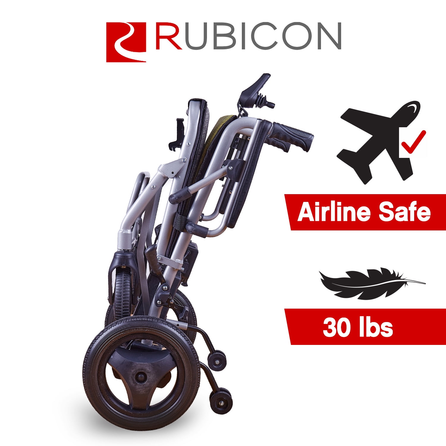 Rubicon Lightest, (only 30lbs) Foldable Electric Wheelchair, Travel Size, User-Friendly.