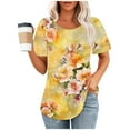 thumbnail image 6 of Hvyesh Summer Tops for Women 2025 Cute Floral Graphic Tee Shirt Dressy Round Neck Short Sleeve Tunic Pullover Petite Ladies Blouses, 6 of 6