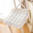 thumbnail image 3 of Nvzi Soft Fuzzy Plush Square Chair Cushions for Dining Room Kitchen Office Chairs Non Slip Fluffy Seat Cushion Tufted Ruffled Chair Pads with Ties (Cream,18"x18"), 3 of 4