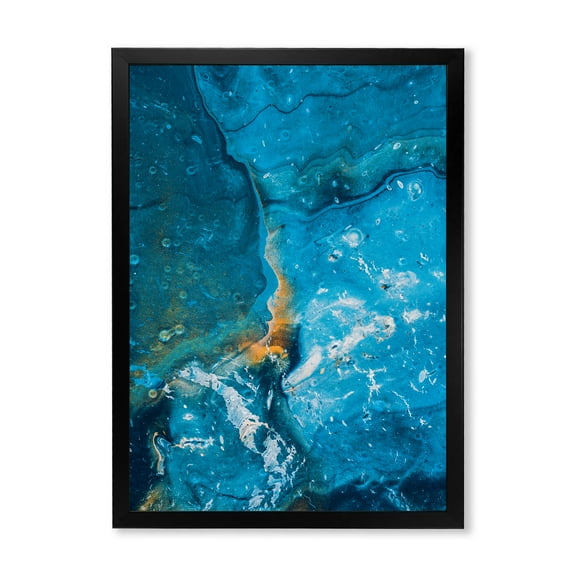 Designart 'Abstract Blue Marble Composition I' Modern Framed Art Print