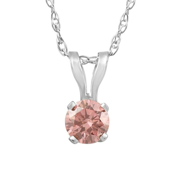Pompeii 1/5 Ct Pink Diamond Lab Grown Solitaire Pendant 14k White Gold 18" Necklace