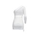 thumbnail image 4 of Mini vestido de negocios ajustado con cuello en V y manga larga con hombros descubiertos y hombros descubiertos para mujer XBTCLXEBCO Blanco, Chico, 4 of 6