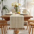 thumbnail image 1 of Camino de mesa Wracra Rustic con dobladillo de lino, 150 cm, con borlas, 1 of 5
