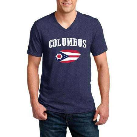 Columbus Ohio Men V-Neck Shirts Ringspun