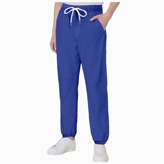 Leey-World Kids Cotton Sweatpants Boys Soft Casual Straight Leg Athletic Pants with Drawstring and Pockets(Blue,7-8 Years)
