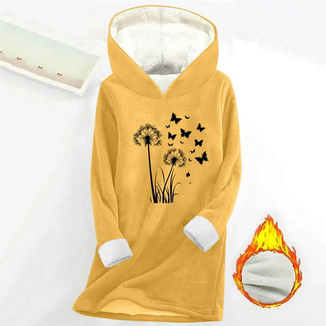 ZMFXJPE Chandail de Gym pour Femmes Chandails à Capuchon Grande Taille Chandail en Molleton pour Femmes Chandail Uni pour Femmes Chandail à Capuchon pour Femmes Chandails (Jaune, 2TG)