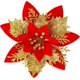 thumbnail image 1 of 20 flores artificiales de Navidad con clip, flores de Pascua navideñas con decoraciones en polvo de purpurina para guirnalda de árbol de Navidad, guirnalda de Navidad, decoración de interiores (oro r, 1 of 5