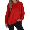 thumbnail image 2 of Women Causal Fleece Jacket Pullover Crewneck Fuzzy Blouse Long Sleeve Oversized Drop Shoulder Warm Thick Fall Winter Sweatshirt, 2 of 9