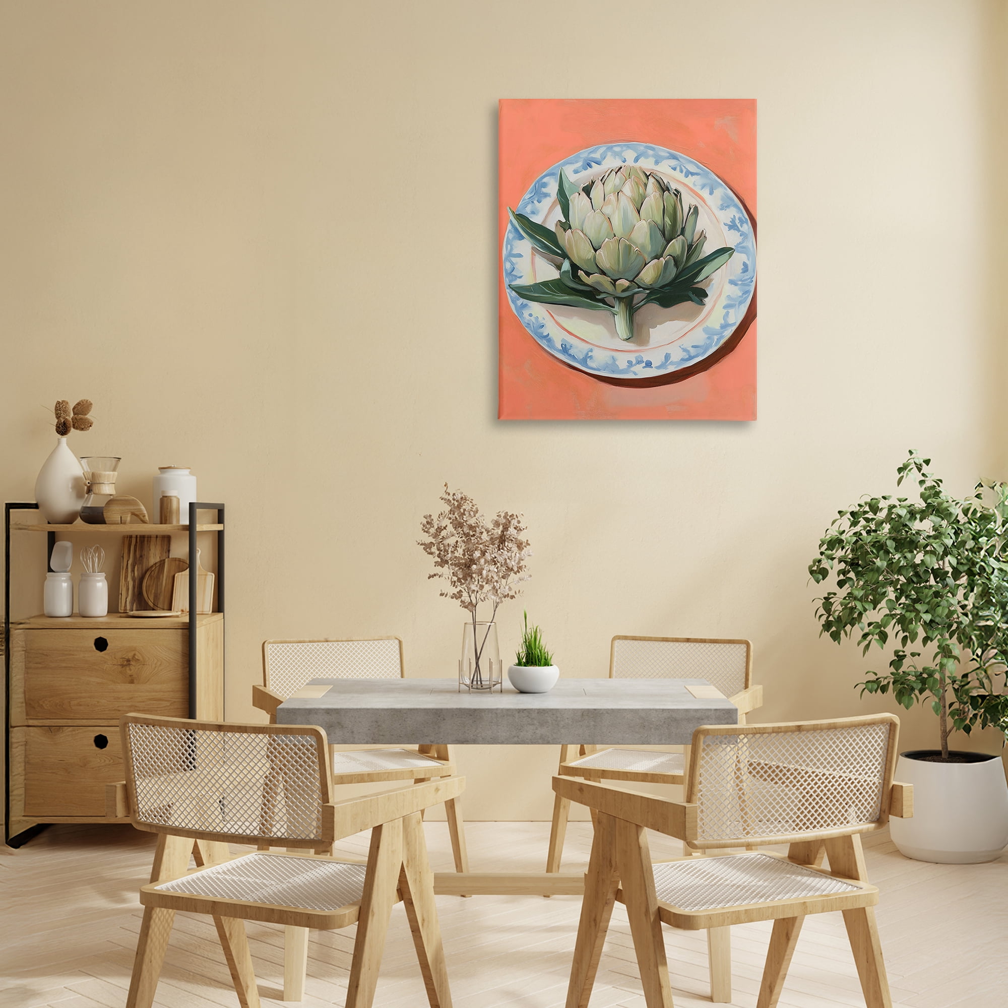 Stupell Industries Retro Artichoke over Orange Canvas Wall Art, design by The Prints Vibe