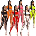 thumbnail image 3 of SUCS Summer Women's Fashion Sexy Wrapped Chest Shoulder Strap Tank Top Wrapped Hip Panel Tight Pants Set, 3 of 4