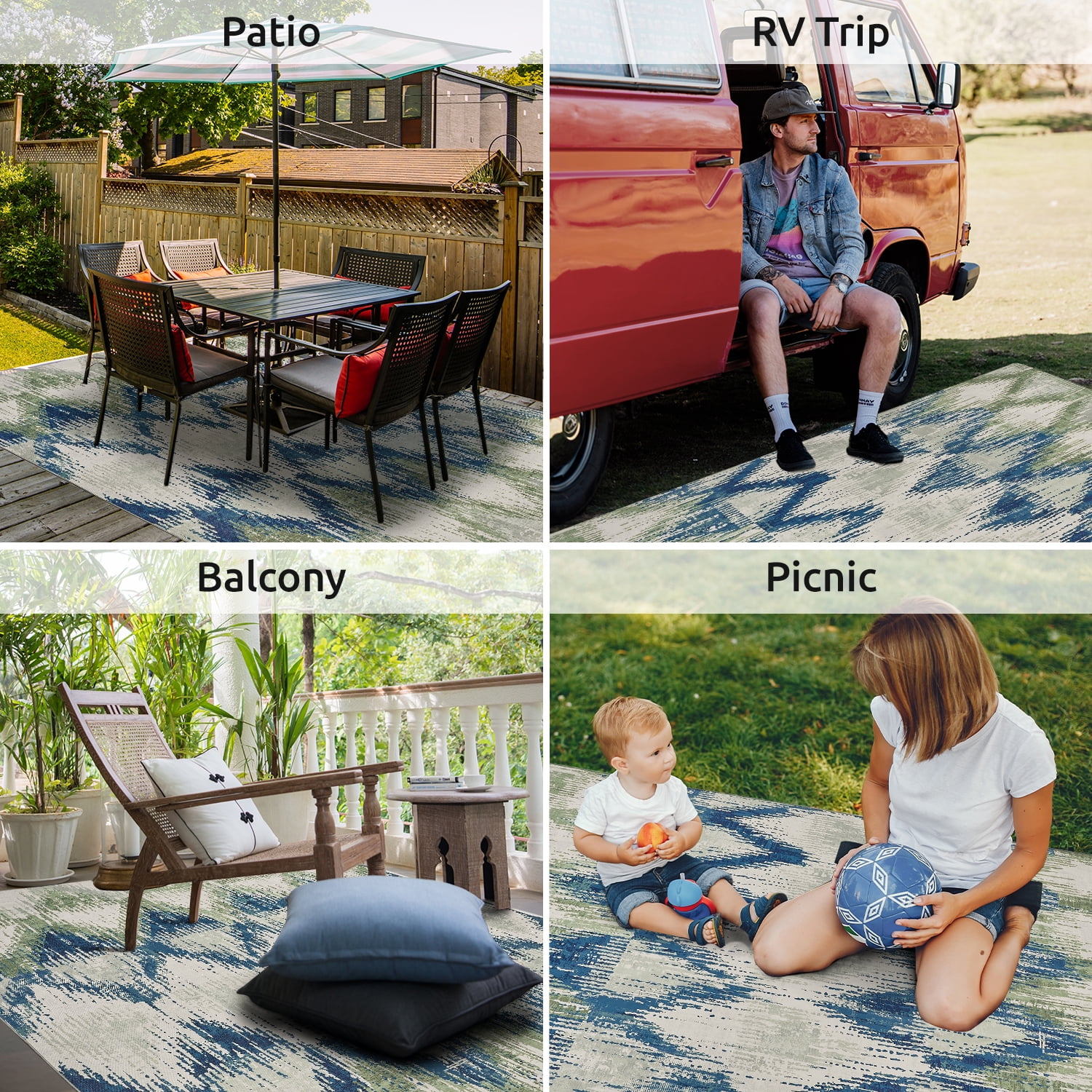 VUNATE Outdoor Rugs 5'x7' Modern Diagonal Patio Carpet Washable Area Rug for Living Room Indoor Outdoor Balcony Green