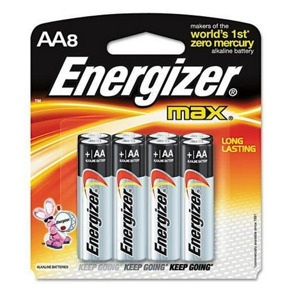 Energizer E91MP8 MAX Alkaline Batteries, AA, 8 Batteries/Pack