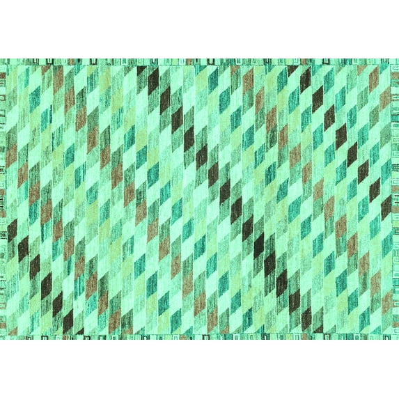 Ahgly Company Machine Washable Indoor Rectangle Abstract Turquoise Blue Modern Area Rugs, 8' x 12'