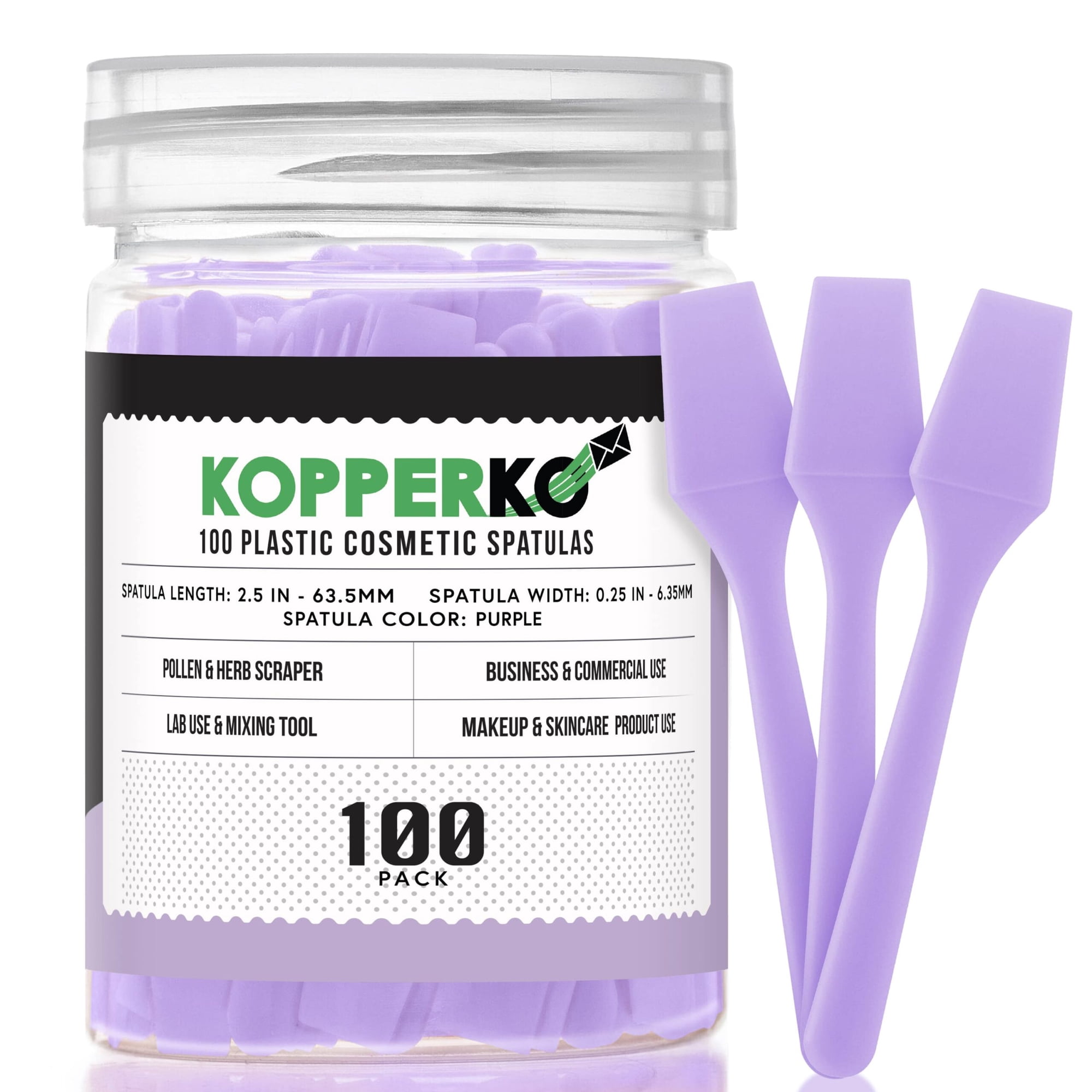 Kopperko 100 Pack 2.5 inch Small Plastic Cosmetic Makeup Spatulas - Purple