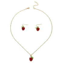 WE-POLUJ Raspberry Necklace and Earrings Fruit Pendant Accessories Stylish Party Jewelry