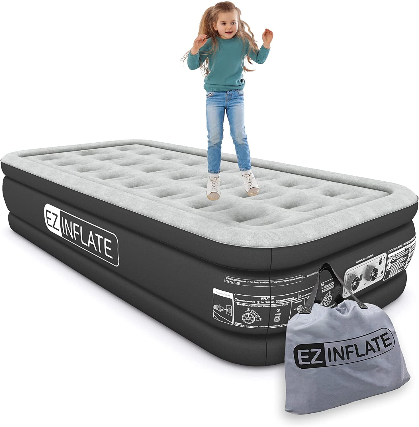 Air Mattress Inflatable Luxury Airbed Raised Built-in Pump Waterproof Twin Size 