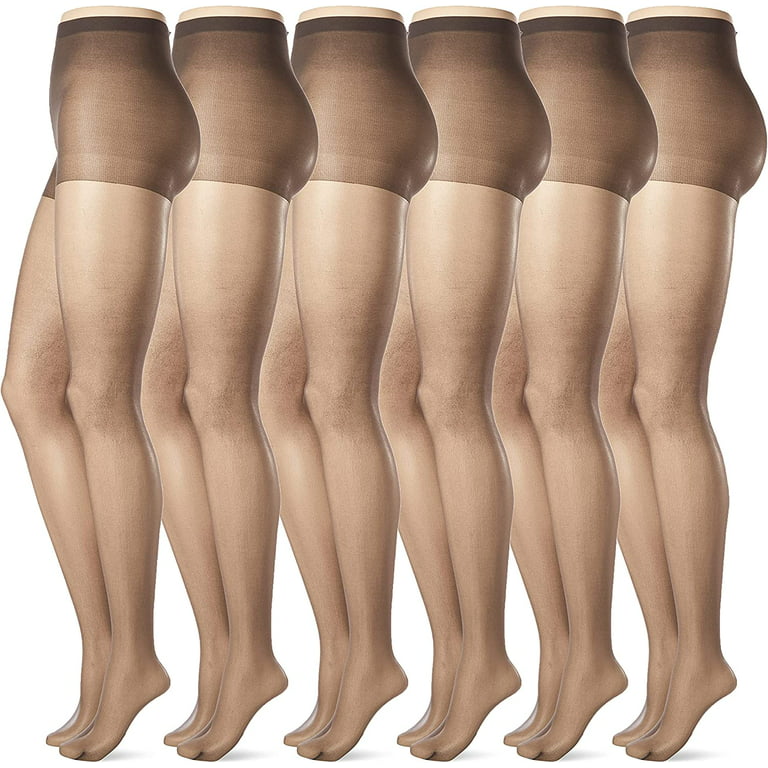 Womens Sheer Control Top 12 Denier Pantyhose (6 Pack)