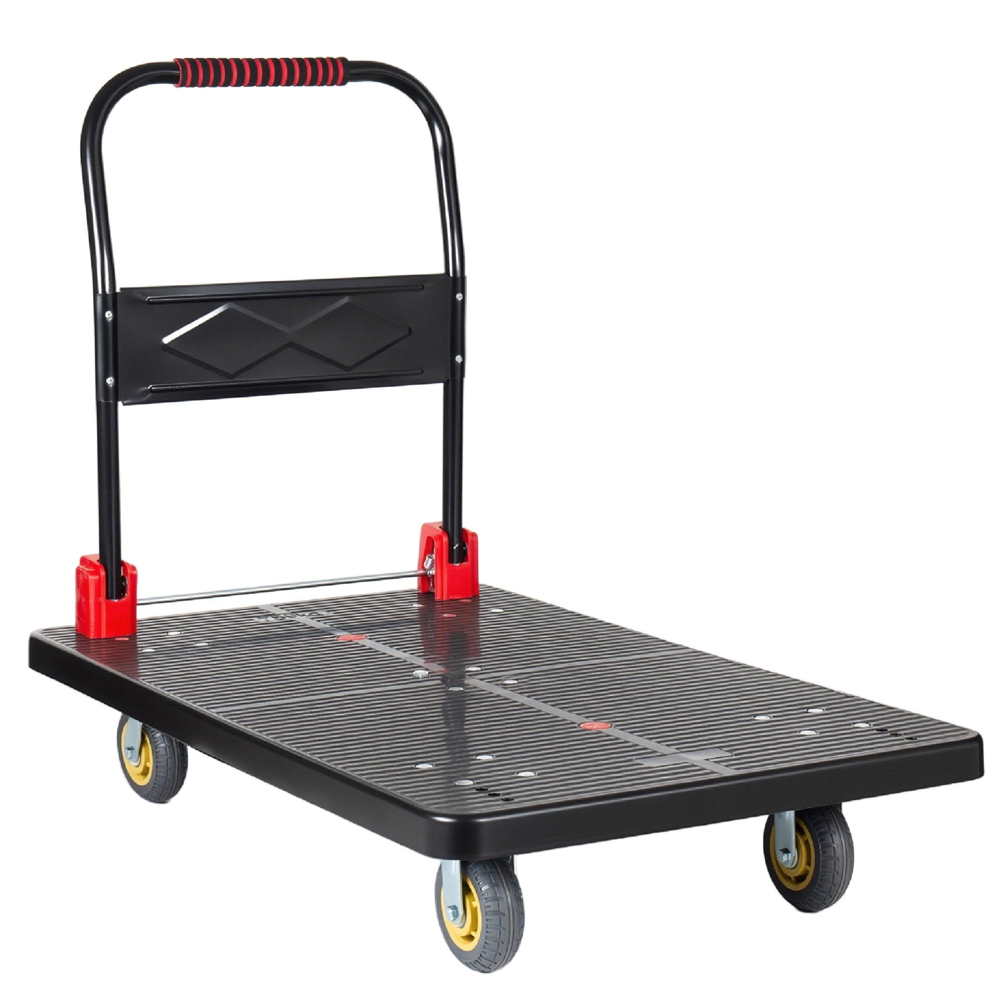25.5"x43.5" Platform Truck, Foldable Handcart with 5" TPR 360-Degree Silent Wheels, 1500lbs Heavy-Duty Push Dolly Cart, 5 Steel Load-Bearing Beams for Warehouse Garage Home Use