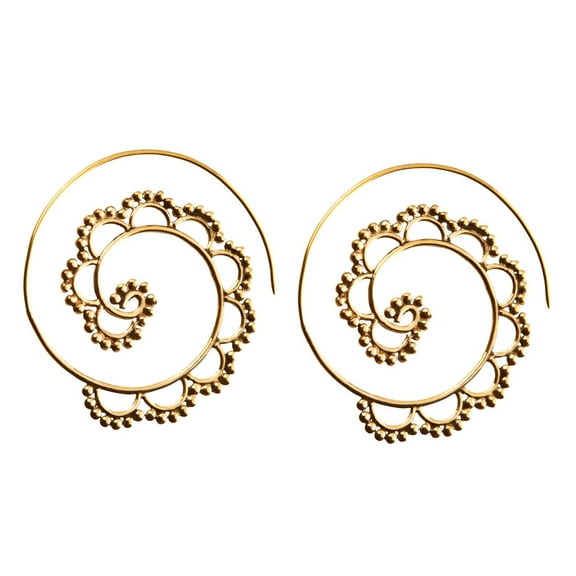 81stgeneration Women's Brass Gold Tone Spiral Ethnic Tribal Earrings