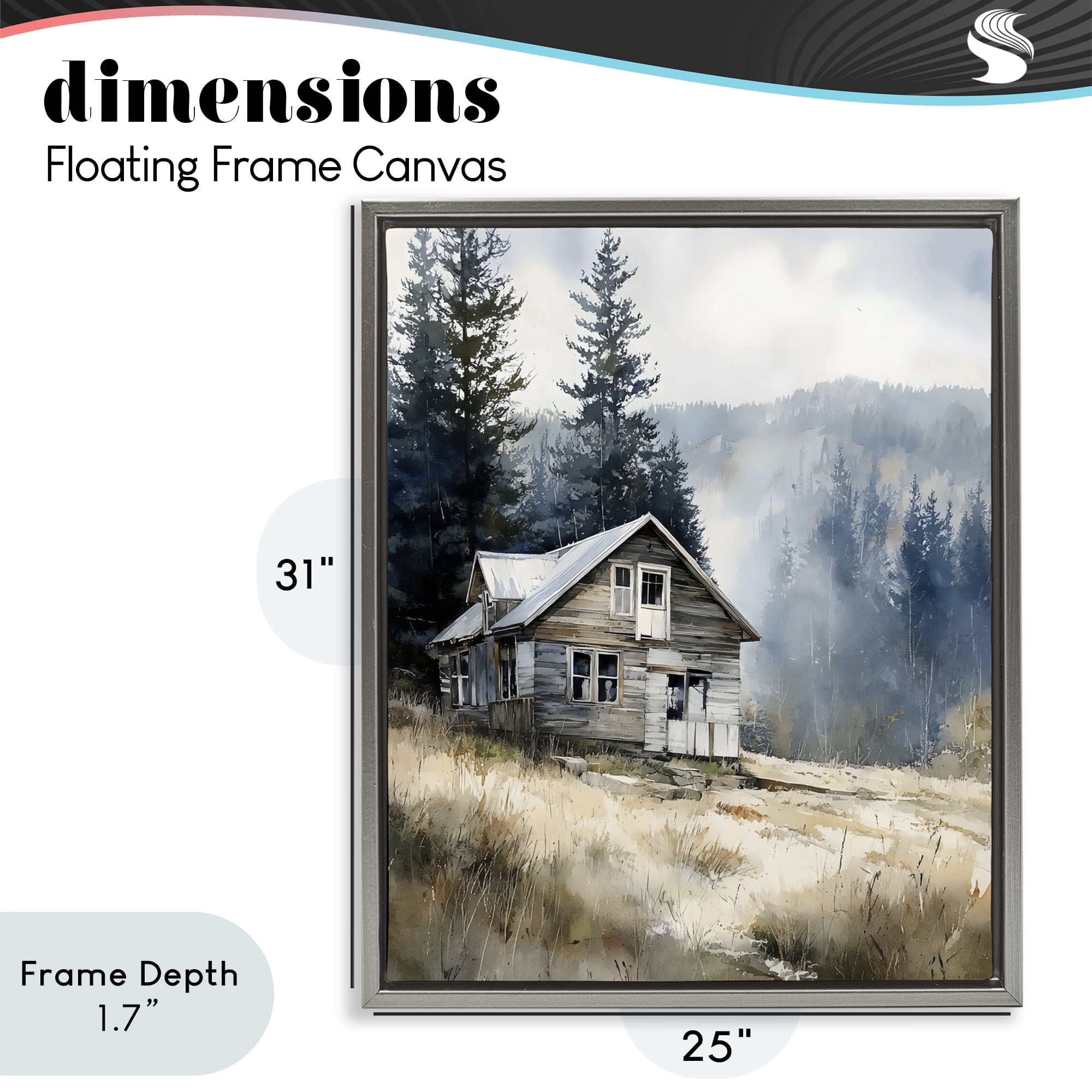 Stupell Industries Old Mountain House Gray Framed Floater Canvas Wall Art, design by Franklyn Gregory
