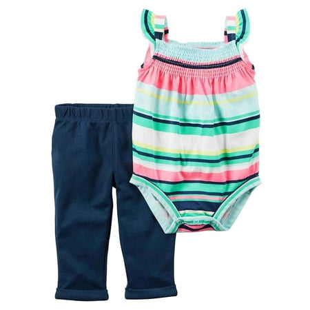 Carters Knit Set - Carters Infant Girls Colorful Stripes Outfit Tank Top Bodysuit & Pants Set