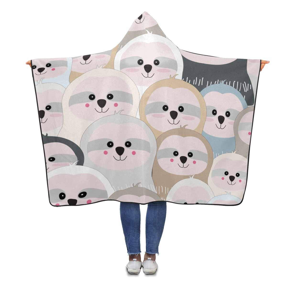 ASHLEIGH Funny Cute Baby Sloth Wearable Hooded Blanket 56x80 inches