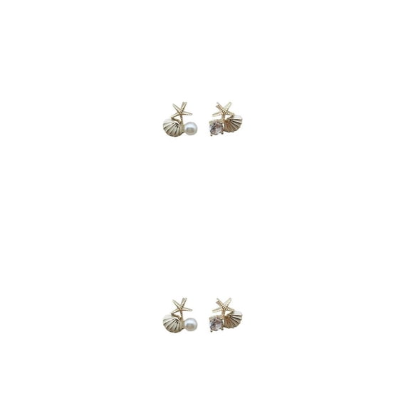 Qarigey 1 par de aretes de concha para mujer, aretes de aleación de Zinc, pendientes brillantes de cristal de perla, joyería para fiesta de compromiso Oro Blanco 2piezas Qarigey CBP315819