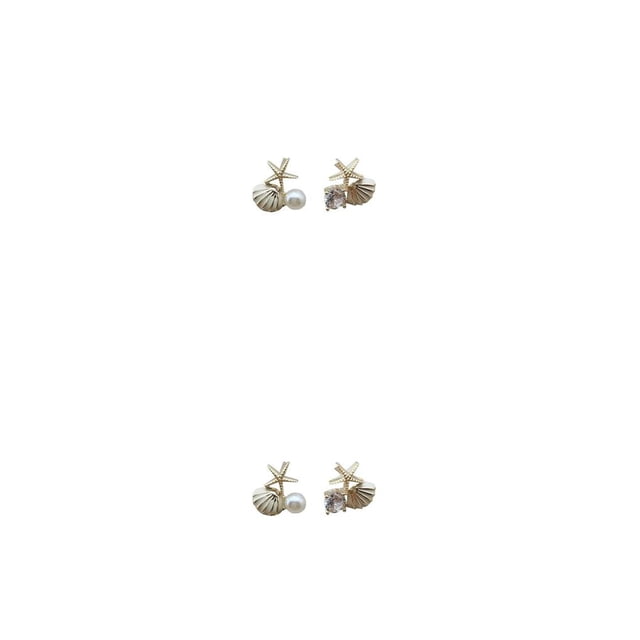 Qarigey 1 par de aretes de concha para mujer, aretes de aleación de Zinc, pendientes brillantes de cristal de perla, joyería para fiesta de compromiso Oro Blanco 2piezas Qarigey CBP315819